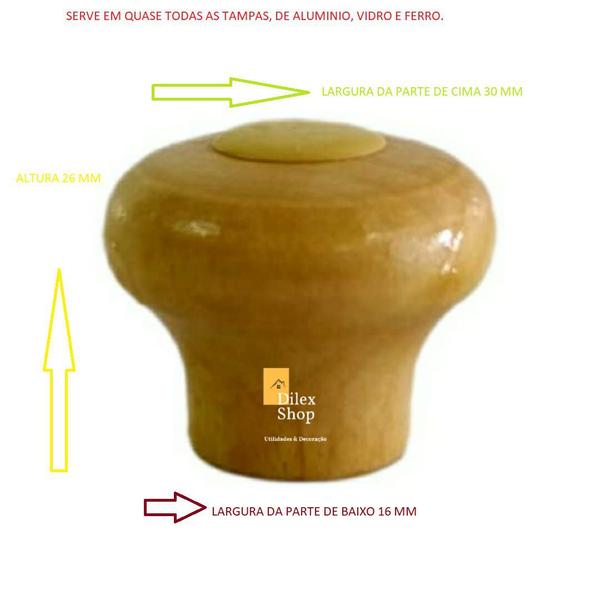 Pomel Pegador Puxador Madeira Para Tampa De Panela e Frigideira - EDC Imagem de Pomel Pegador Puxador Madeira Para Tampa De Panela e Frigideira