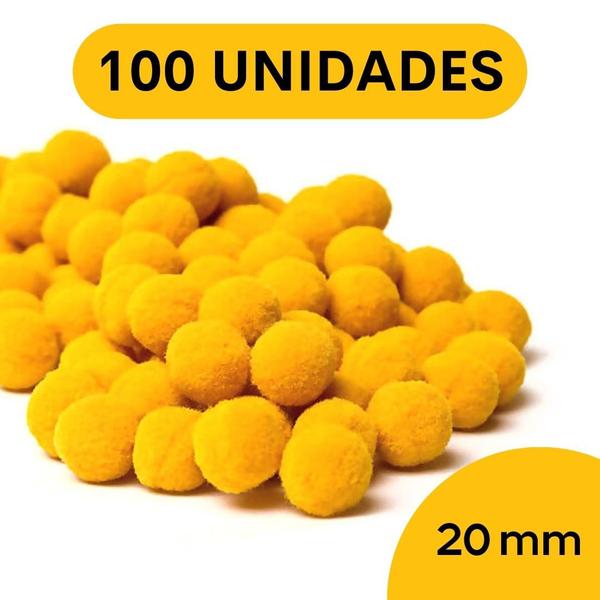 Imagem de Pompom Amarelo Ouro - 20Mm Pacote Com 100 Unidades - Nybc
