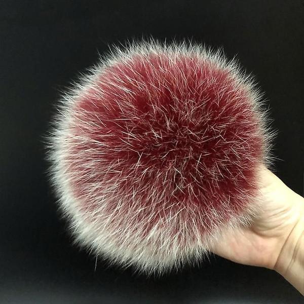 Imagem de Pompom de pele feito à mão com fivela, pele de raposa preta para adultos unissex