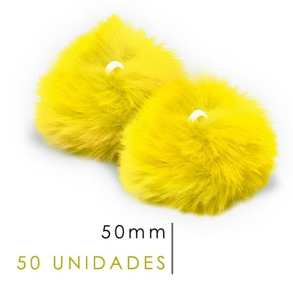 Imagem de Pompom Pelúcia Amarelo Gema 50mm - Com 50 Unidades - UMK