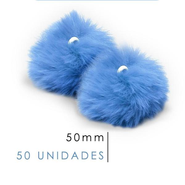 Imagem de Pompom Pelúcia Azul Turquesa 50mm - Com 50 Unidades - UMK