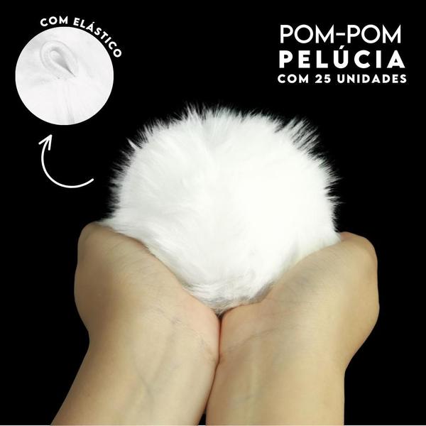 Imagem de Pompom Pelúcia Branco 100mm - Com 25 Unidades - BRX