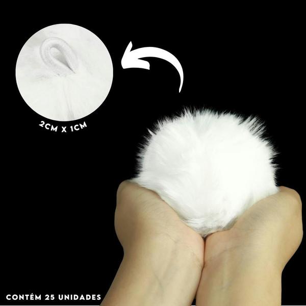 Imagem de Pompom Pelúcia Branco 100mm - Com 25 Unidades - BRX