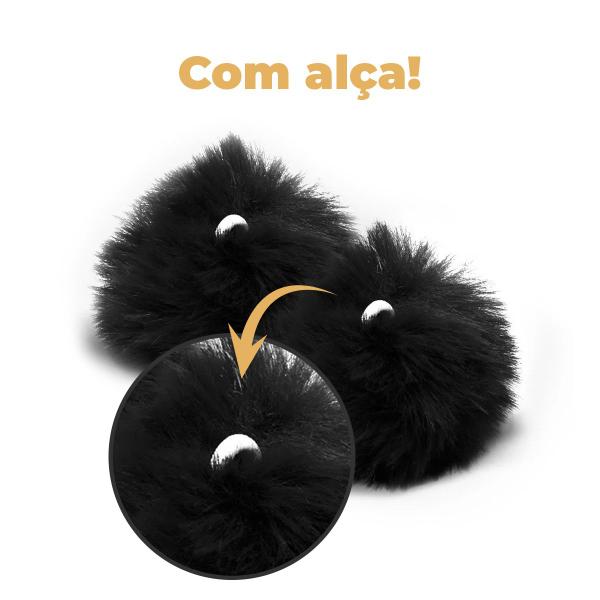 Imagem de Pompom Pelúcia Branco 50mm 12un 80g Pelo Felpudo Artesanato Com Alça