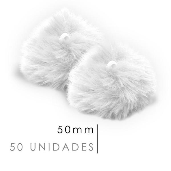 Imagem de Pompom Pelúcia Branco 50mm - Com 50 Unidades - UMK