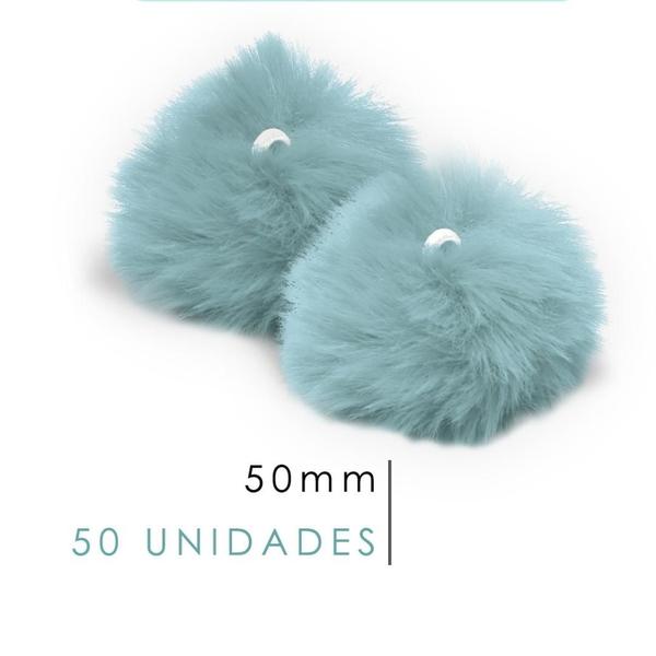 Imagem de Pompom Pelúcia Cinza 50mm - Com 50 Unidades - BRX