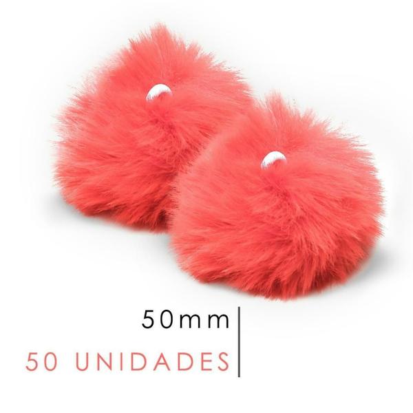 Imagem de Pompom Pelúcia Coral 50mm - Com 50 Unidades - BRX