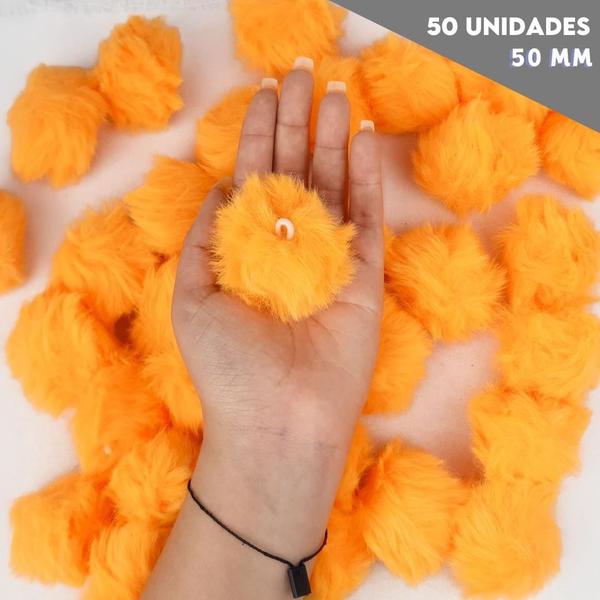 Imagem de Pompom Pelúcia Laranja 50mm - Com 50 Unidades - UMK