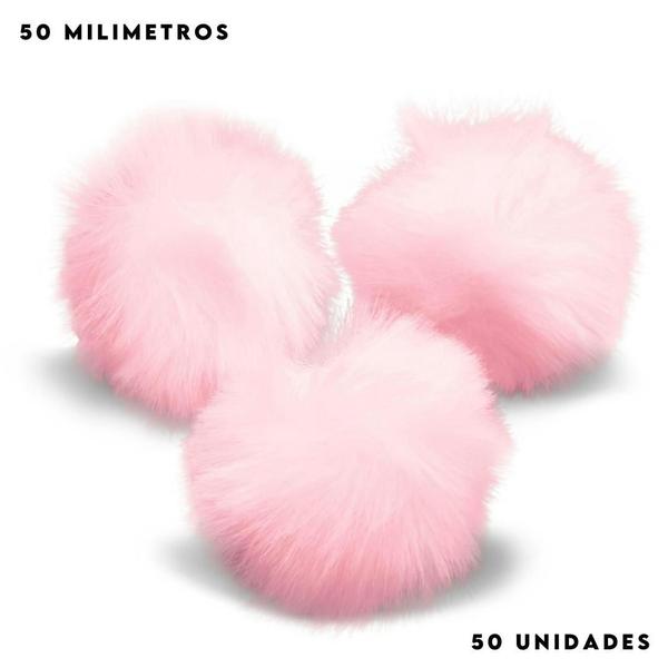 Imagem de Pompom Pelúcia Rosa Bebê 50mm - Com 50 Unidades - UMK