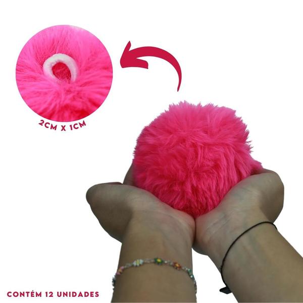 Imagem de Pompom Pelúcia Rosa Escuro 100mm - Com 12 Unidades - BRX