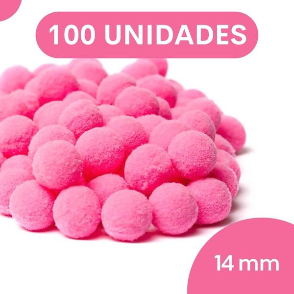 Imagem de Pompom Rosa Chiclete - 14Mm Pacote Com 100 Unidades - Nybc