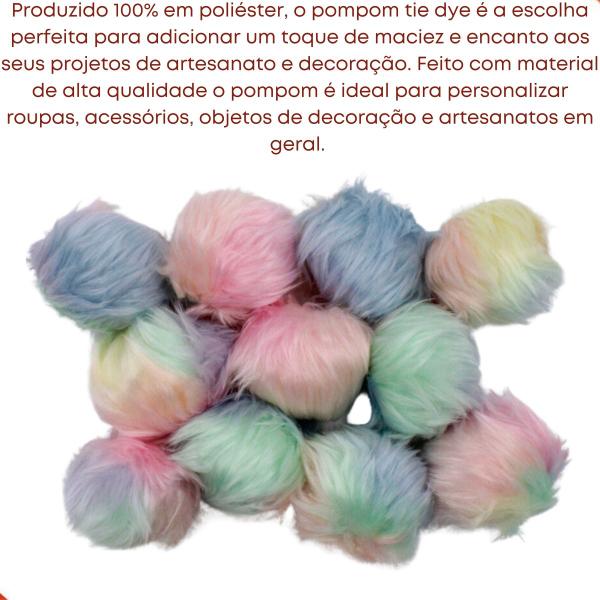 Imagem de Pompom tie dye 8cm em poliester com 40 peças