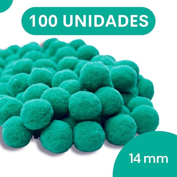 Imagem de Pompom Verde Médio - 14Mm Pacote Com 100 Unidades - Nybc