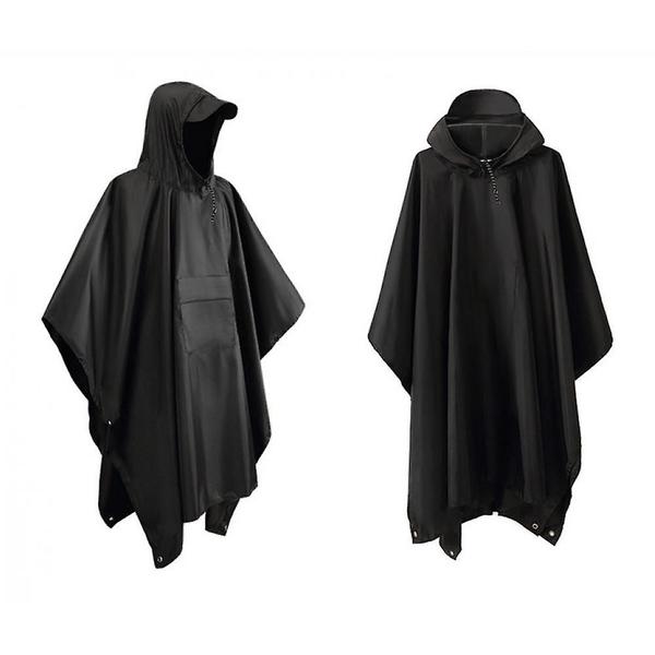 Imagem de Poncho de Chuva Impermeável Wokex com Capuz - Preto