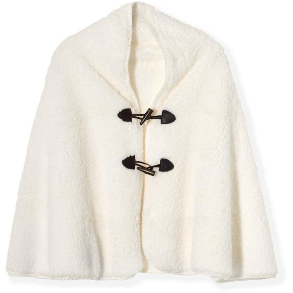 Poncho Feminino Sherpa Liso Branco Cru Tecido Pelúcia Macio Jolitex Poncho Feminino Sherpa Liso Branco Cru Tecido Pelúcia Macio Jolitex