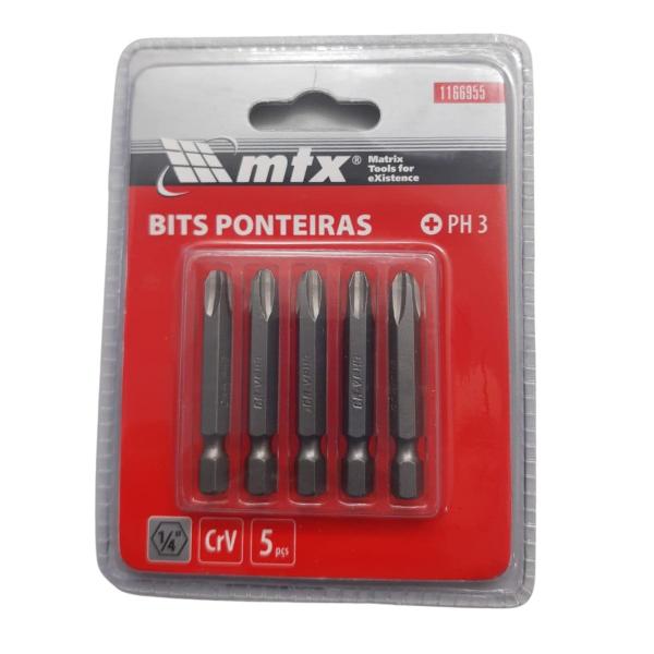 Imagem de Ponta Bits PH3 50MM 5 Peças CRV Chave Torção Conexão Rosqueada MTX