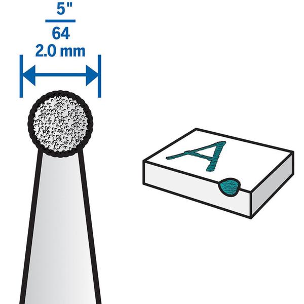 Imagem de Ponta Diamantada Esférica para Esculpir 5/64" 7103 - 26157103AE000 - DREMEL