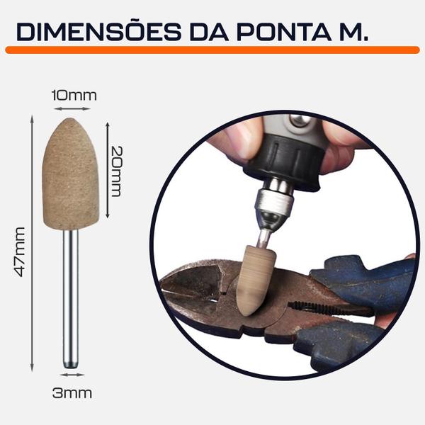 Imagem de Ponta Montada 10Mm Cônica Couro H. 3Mm Polir Micro Retífica