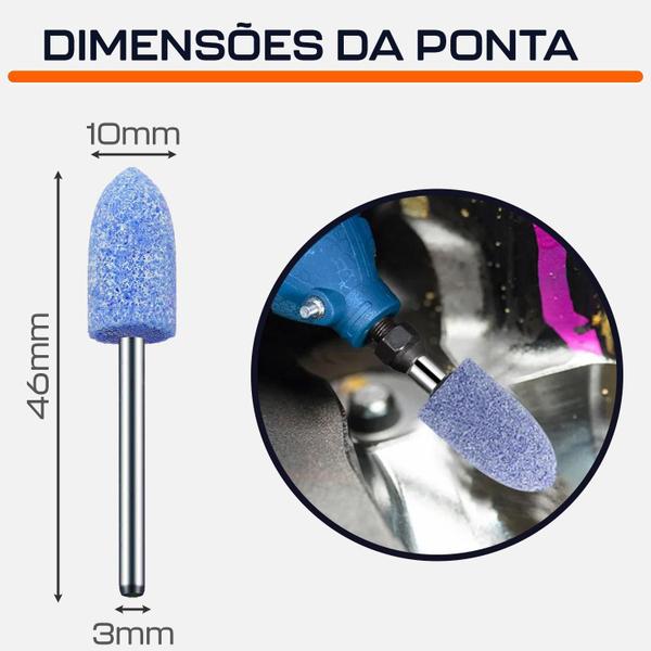 Imagem de Ponta Montada 10Mm Rebolo ul Bala Haste 3Mm Micro Retífica