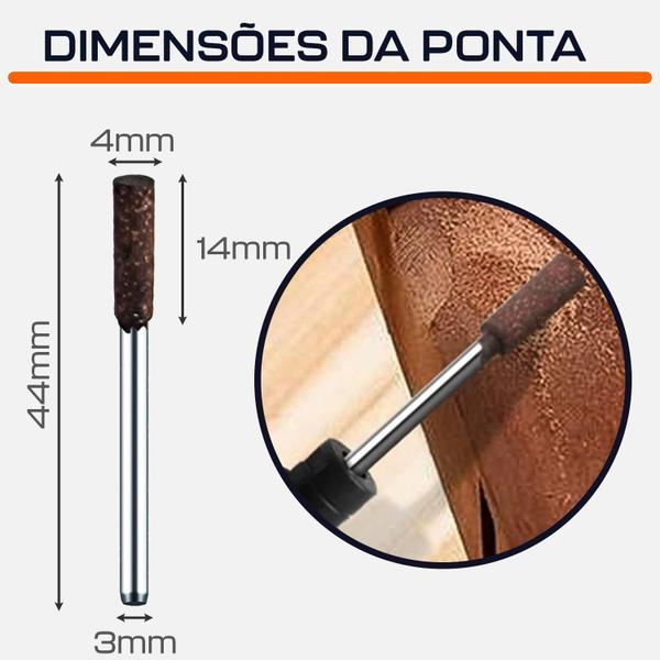 Imagem de Ponta Montada 4Mm Borracha Com Abrasivo Haste 3Mm Cilíndrica