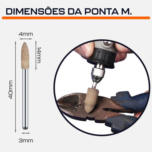 Imagem de Ponta Montada 4mm Cônica Couro H. 3mm Polir Micro Retífica