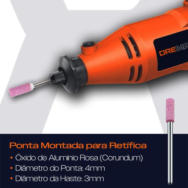 Imagem de Ponta Montada 4Mm Rebolo Abrasivo Haste 3Mm Micro Retíficas