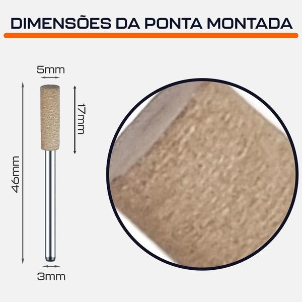 Imagem de Ponta Montada 5Mm Couro Haste 3Mm Polimento Micro Retíficas