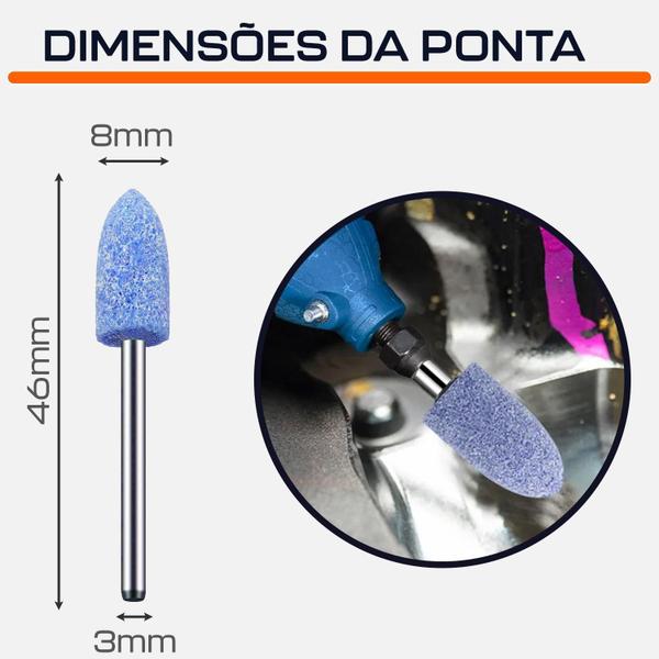 Imagem de Ponta Montada 8Mm Rebolo ul Bala Haste 3Mm Micro Retífica