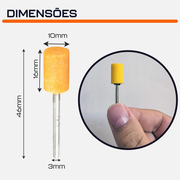 Imagem de Ponta Montada Amarela 10Mm Abrasiva Fina Para Micro Retifica