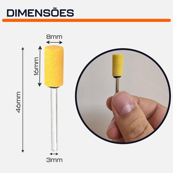 Imagem de Ponta Montada Amarela 8mm Desbaste Fino H.3mm Micro Retifica