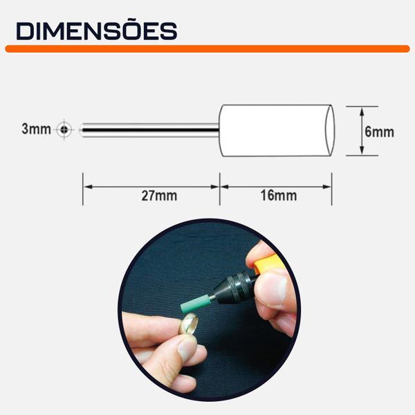 Imagem de Ponta Montada De Borracha 6Mm Haste 3Mm Para Micro Retifica