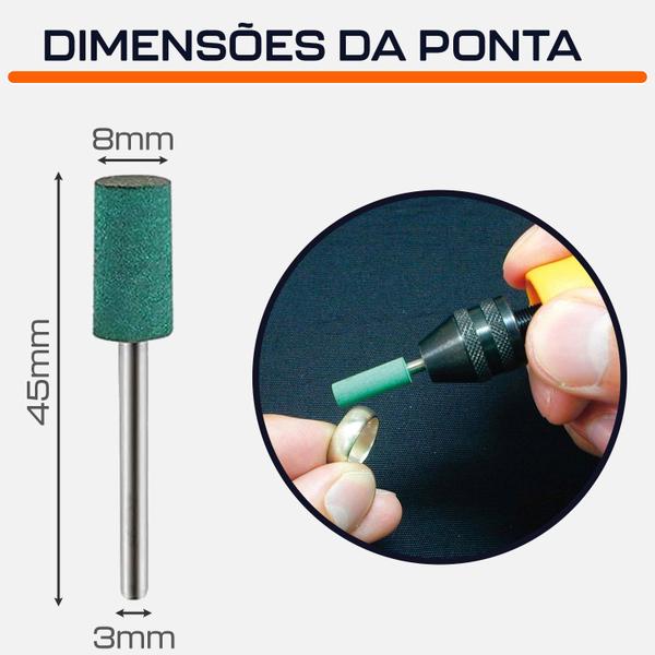 Imagem de Ponta Montada de Borracha 8mm Reta Haste 3mm Micro Retifica