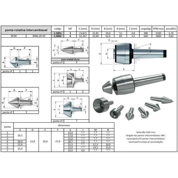 Imagem de Ponta Rotativa Cone Morse 4 Intercambiável - JG TOOLS