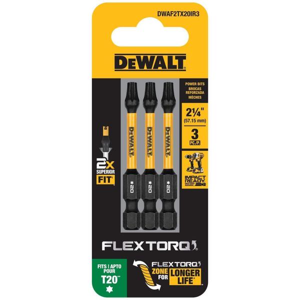 Imagem de Ponta Torx T20 FlexTorq 2-1/4 - 3 Peças DWAF2TX20IR3 DeWalt 