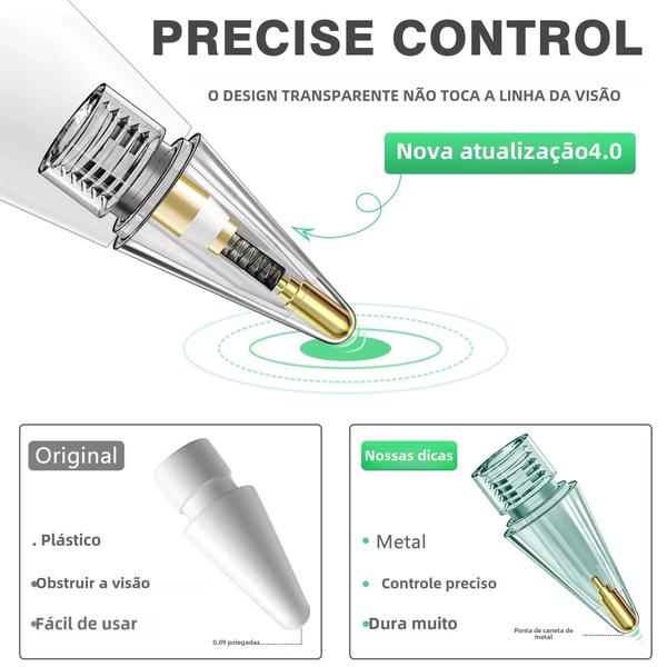 Imagem de Pontas De Lápis Transparentes, Pacote Com 5 Para Apple Pencil 1a 2a Geração, Ponta Fina, Resistente