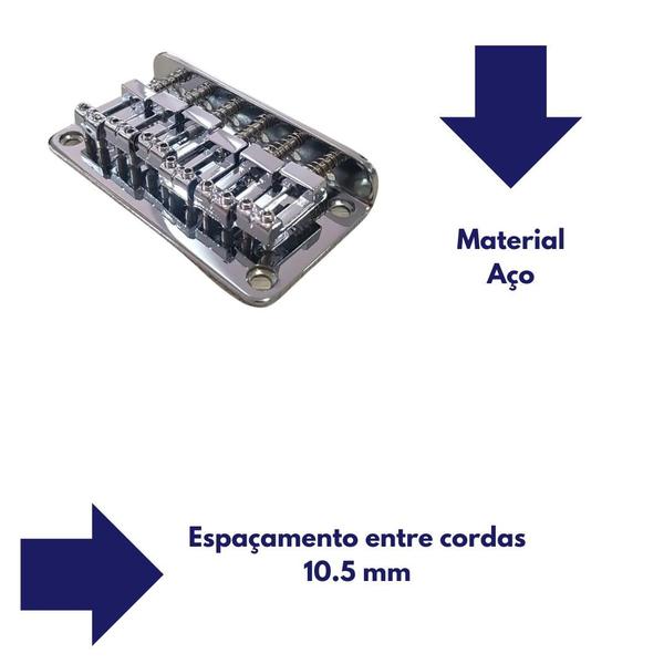 Imagem de Ponte Fixa Cromada Standard 2 pivos p/ Guitarra Dolphin 3342