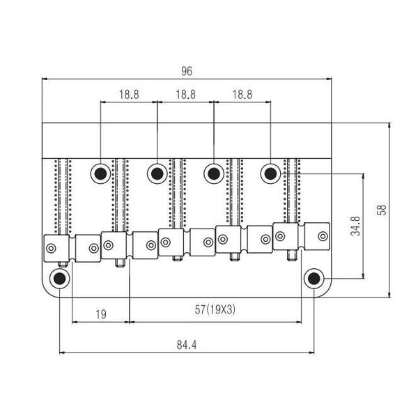 Imagem de Ponte Para Para Baixo 5 Cordas 19mm Preta BB509