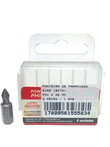 Imagem de Ponteira Bits Pillips PH1 x 25mm - 6 peças - Noll