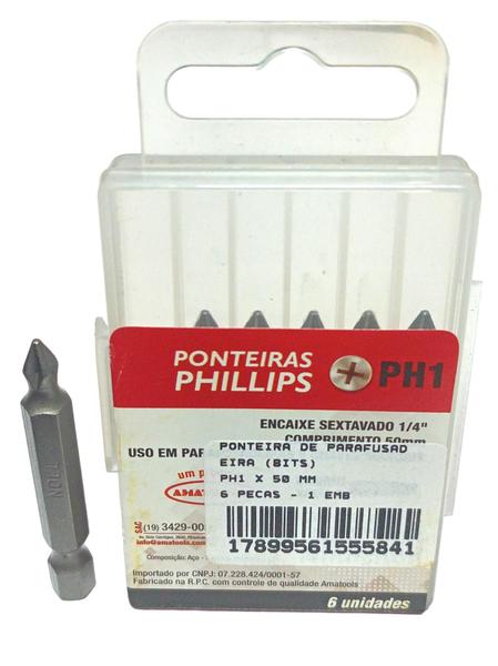 Imagem de Ponteira Bits Pillips PH1 x 50mm - 6 peças - Noll