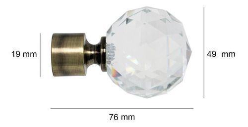 Imagem de Ponteira Bola Cristal Para Varão De Cortina Vettra 19mm