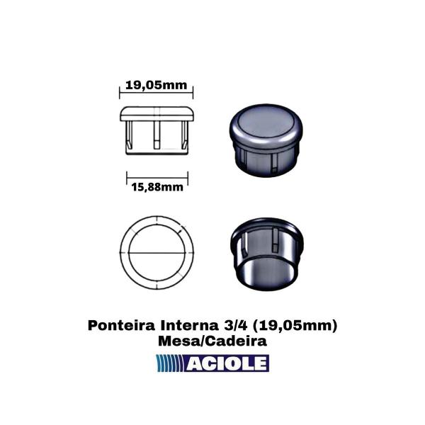 Imagem de Ponteira de Proteção Cadeira ou Mesa Interna Redonda 3/4 (19,05mm ou 1,9cm) Preta - 100 Unid.