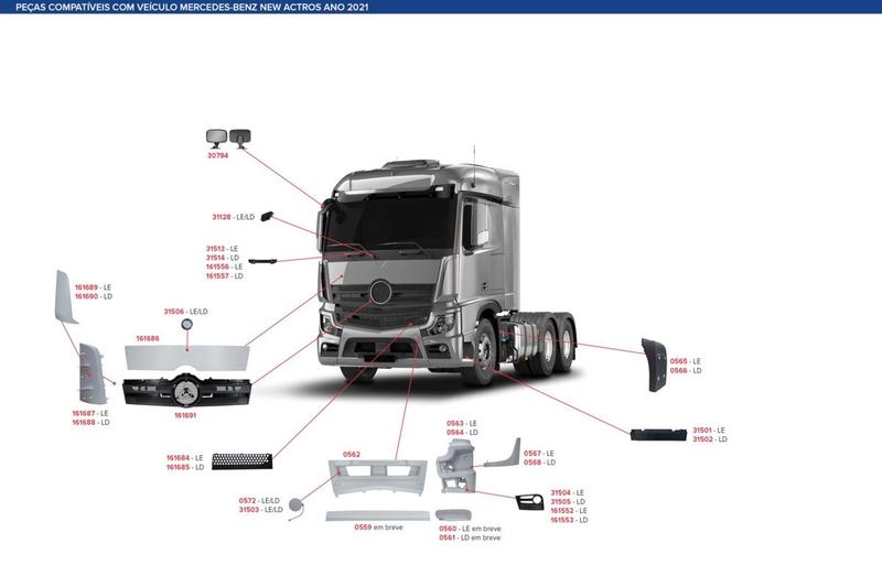 Imagem de Ponteira Parachoque MB Actros Após 2020 Cabine Baixa LE