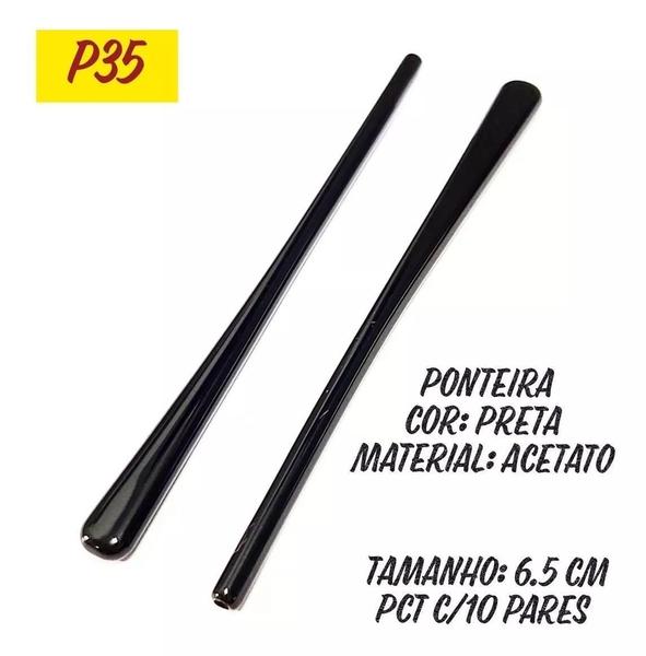 Imagem de Ponteira Silicone Óculos Preto P 35 (Kit 10 pares)