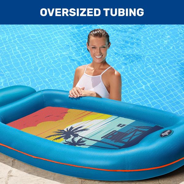 Imagem de Pool Float Lounge Aqua Comfort inflável para adultos azul/laranja