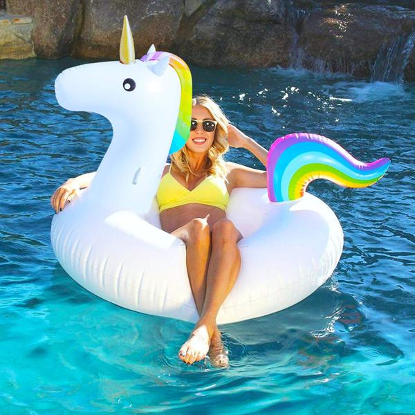 Imagem de Pool Float TURNMEON 79 Unicórnio inflável gigante para adultos e crianças