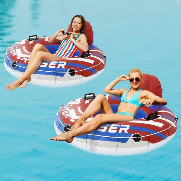 Imagem de Pool Floats Sunrio River Tube com fundo de malha e suporte para copos