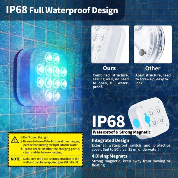 Imagem de Pool Lights Homly recarregável, LED de 16 cores, submersível, 1 pacote