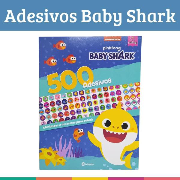 Imagem de POP Baby Shark 500 Adesivos com Desenhos Colorir Culturama