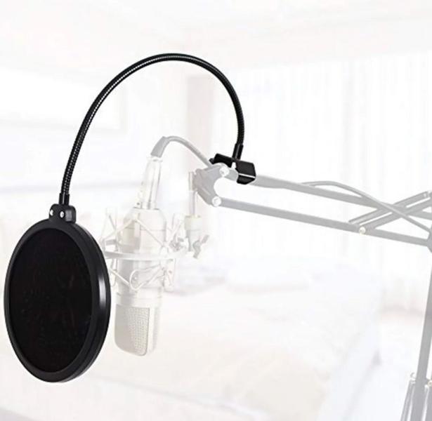 Imagem de Pop Filter Microfone Flexível Tela Anti Sopro Dupla Camada de Tecido Ajustável Para Microfone - M0018