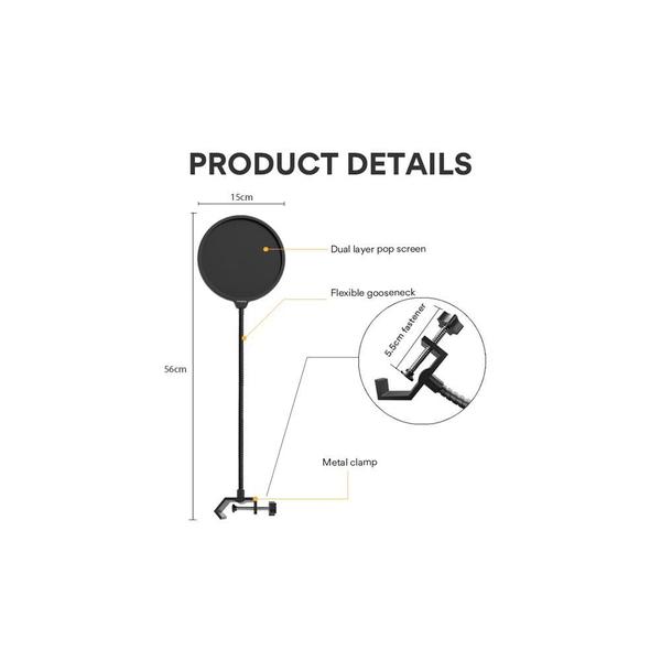 Imagem de Pop Filter Para Microfone Maono AU-PF150 Preto